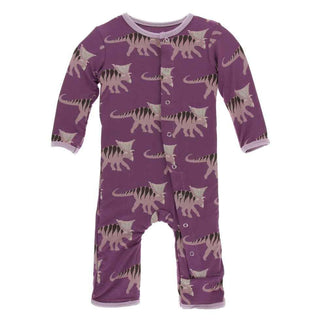 Print Bamboo Coverall with Snaps - Amethyst Kosmoceratops KicKee Pants