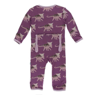 Print Bamboo Coverall with Snaps - Amethyst Kosmoceratops KicKee Pants