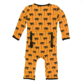 Print Bamboo Coverall with Snaps - Apricot Palm Trees Baby & Toddler Sleepwear