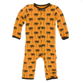 Print Bamboo Coverall with Snaps - Apricot Palm Trees Baby & Toddler Sleepwear