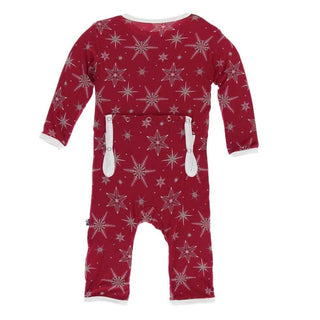 Print Bamboo Coverall with Snaps - Crimson Snowflakes Baby & Toddler Sleepwear