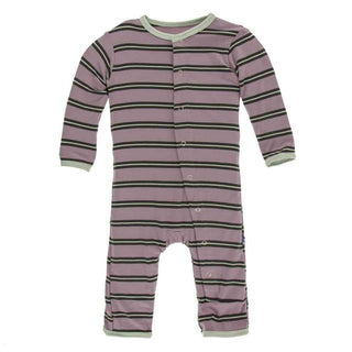 Print Bamboo Coverall with Snaps - Elderberry Kenya Stripe KicKee Pants