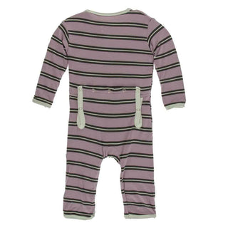 Print Bamboo Coverall with Snaps - Elderberry Kenya Stripe Baby & Toddler Sleepwear