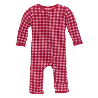 Print Bamboo Coverall with Snaps - Flag Red Gingham Baby & Toddler Sleepwear