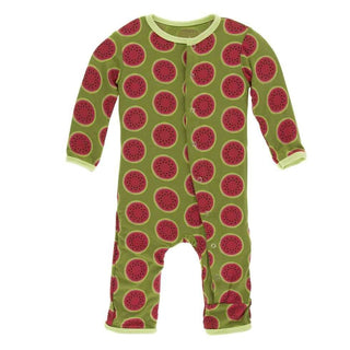 Print Bamboo Coverall with Snaps - Grasshopper Watermelon Baby & Toddler Sleepwear