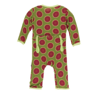 Print Bamboo Coverall with Snaps - Grasshopper Watermelon Baby & Toddler Sleepwear