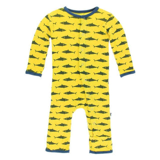 Print Bamboo Coverall with Snaps - Lemon Shark KicKee Pants