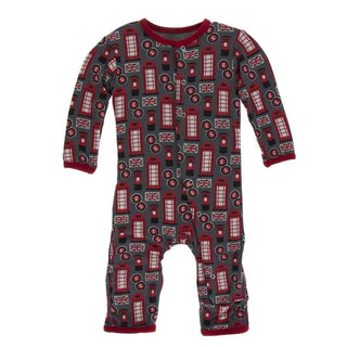 Print Bamboo Coverall with Snaps - Life About Town Baby & Toddler Sleepwear