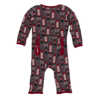 Print Bamboo Coverall with Snaps - Life About Town Baby & Toddler Sleepwear