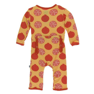 Print Bamboo Coverall with Snaps - Marigold Pomegranate Baby & Toddler Sleepwear