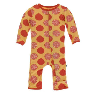 Print Bamboo Coverall with Snaps - Marigold Pomegranate Baby & Toddler Sleepwear