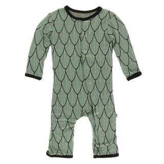 Print Bamboo Coverall with Snaps - Midnight Feathers KicKee Pants