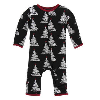 Print Bamboo Coverall with Snaps - Midnight Foil Tree Baby & Toddler Sleepwear