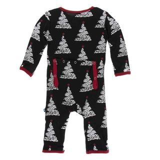 Print Bamboo Coverall with Snaps - Midnight Foil Tree Baby & Toddler Sleepwear