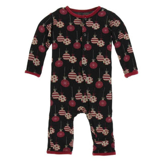 Print Bamboo Coverall with Snaps - Midnight Ornaments Baby & Toddler Sleepwear