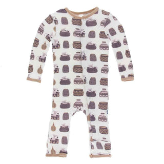 KicKee Pants Print Coverall with Snaps - Natural Bush Baby