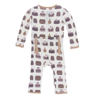 KicKee Pants Print Coverall with Snaps - Natural Bush Baby