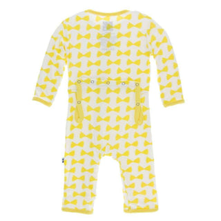 KicKee Pants Print Coverall with Snaps - Natural Farfalle