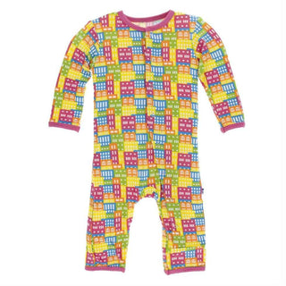 Print Bamboo Coverall with Snaps - Natural Houses Baby & Toddler Sleepwear