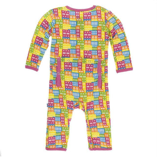 Print Bamboo Coverall with Snaps - Natural Houses KicKee Pants