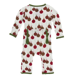 KicKee Pants Print Coverall with Snaps - Natural Ornaments