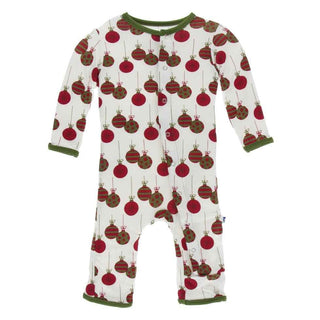 KicKee Pants Print Coverall with Snaps - Natural Ornaments