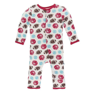 Print Bamboo Coverall with Snaps - Natural Sports Baby & Toddler Sleepwear