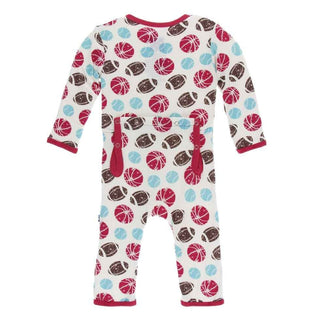 Print Bamboo Coverall with Snaps - Natural Sports Baby & Toddler Sleepwear