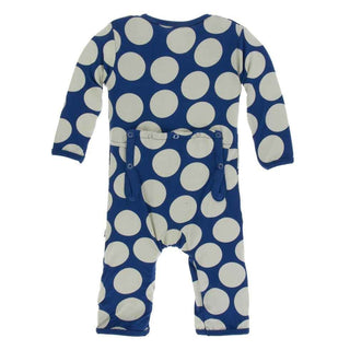 Print Bamboo Coverall with Snaps - Navy Mod Dot Baby & Toddler Sleepwear