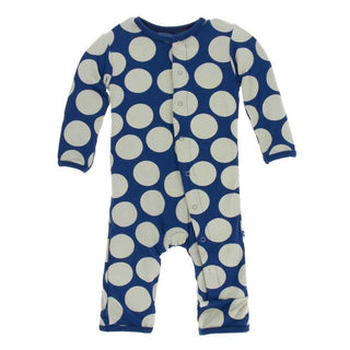 Print Bamboo Coverall with Snaps - Navy Mod Dot Baby & Toddler Sleepwear