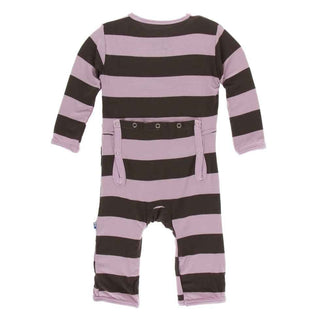 Print Bamboo Coverall with Snaps - Paleontology Flora Stripe Baby & Toddler Sleepwear