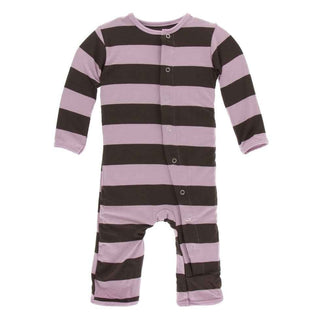 Print Bamboo Coverall with Snaps - Paleontology Flora Stripe Baby & Toddler Sleepwear