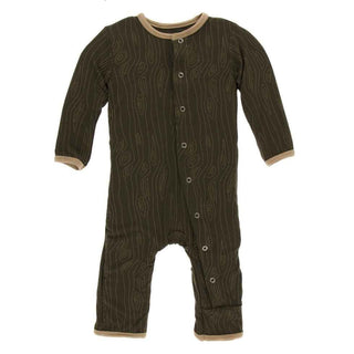 Print Bamboo Coverall with Snaps - Petrified Wood Baby & Toddler Sleepwear