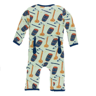 Print Bamboo Coverall with Snaps - Pistachio Indian Instruments Baby & Toddler Sleepwear