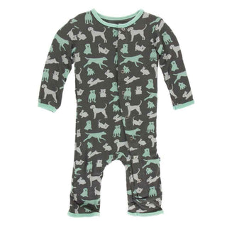 Print Bamboo Coverall with Snaps - Stone Domestic Animals Baby & Toddler Sleepwear