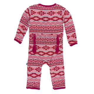 Print Bamboo Coverall with Snaps - Strawberry Mayan Pattern Baby & Toddler Sleepwear