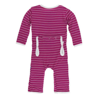 Print Bamboo Coverall with Snaps - Tokyo Dragonfruit Stripe Baby & Toddler Sleepwear