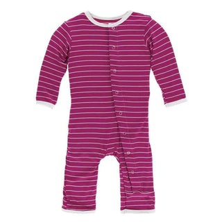 Print Bamboo Coverall with Snaps - Tokyo Dragonfruit Stripe Baby & Toddler Sleepwear