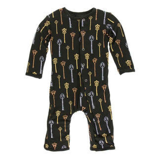 Print Bamboo Coverall with Snaps - Victorian Keys KicKee Pants