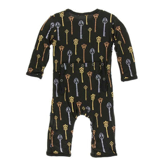 Print Bamboo Coverall with Snaps - Victorian Keys KicKee Pants