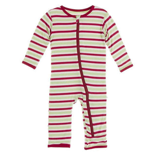 Print Bamboo Coverall with Zipper - Candy Cane Stripe Baby & Toddler Sleepwear