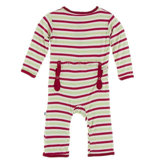 Print Bamboo Coverall with Zipper - Candy Cane Stripe Baby & Toddler Sleepwear