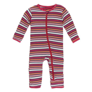 Print Bamboo Coverall with Zipper - Botany Red Ginger Stripe KicKee Pants