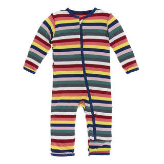 Print Bamboo Coverall with Zipper - Bright London Stripe KicKee Pants