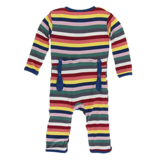 Print Bamboo Coverall with Zipper - Bright London Stripe KicKee Pants