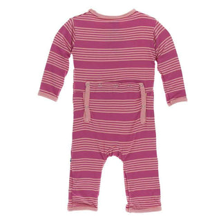 Print Bamboo Coverall with Zipper - Calypso Agriculture Stripe Baby & Toddler Sleepwear