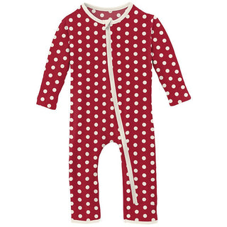 Print Bamboo Coverall with Zipper - Candy Apple Polka Dots Baby & Toddler Sleepwear