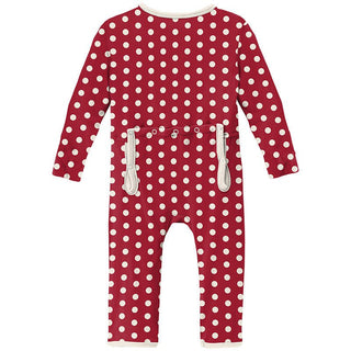 Print Bamboo Coverall with Zipper - Candy Apple Polka Dots KicKee Pants