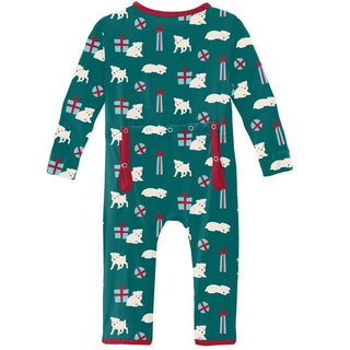 Print Bamboo Coverall with Zipper - Cedar Puppies and Presents (WCA22) Baby & Toddler Sleepwear