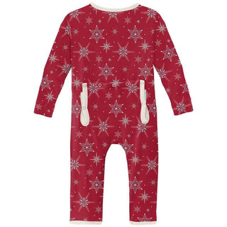 Print Bamboo Coverall with Zipper - Crimson Snowflakes (WCA22) Baby & Toddler Sleepwear